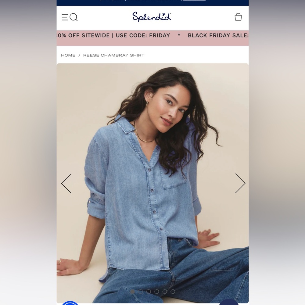 Splendid Denim Button Down With White Pinstripes - image 4